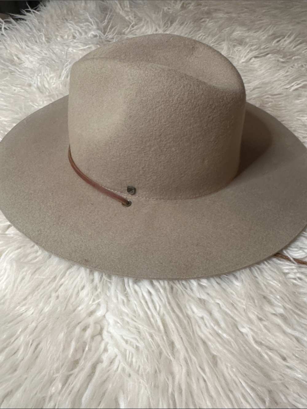 Brixton Felt Rancher Hat in Light Beige with Brown Leather Band XS 6 and 3/4